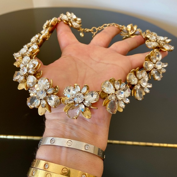 NWT luxe party authentic classic J. Crew flower bomb crystal statement necklace - Picture 16 of 17